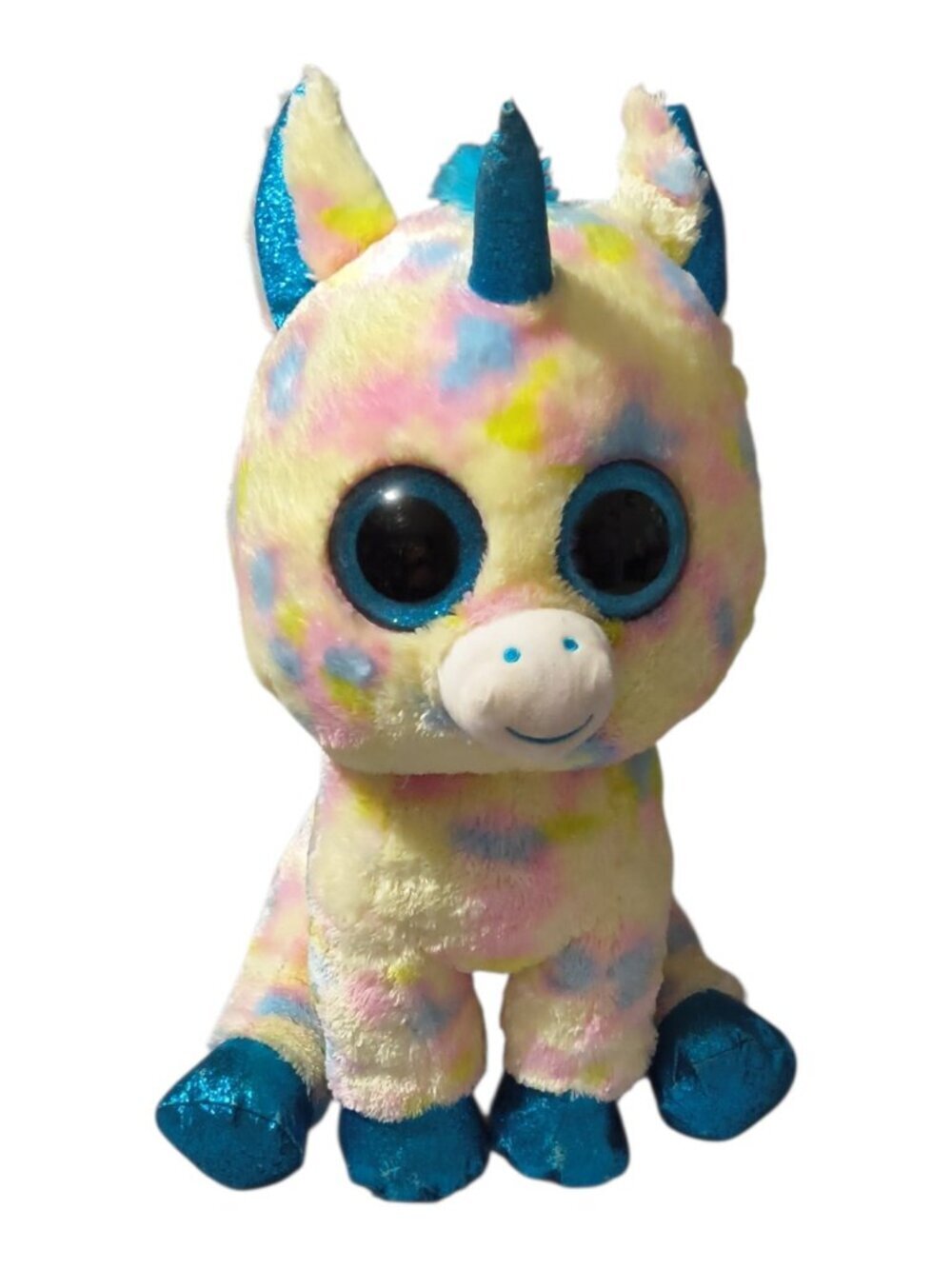 Ty Beanie Boos Blitz the Unicorn Pastel With Blue Horn Large Size 17" Collectabl